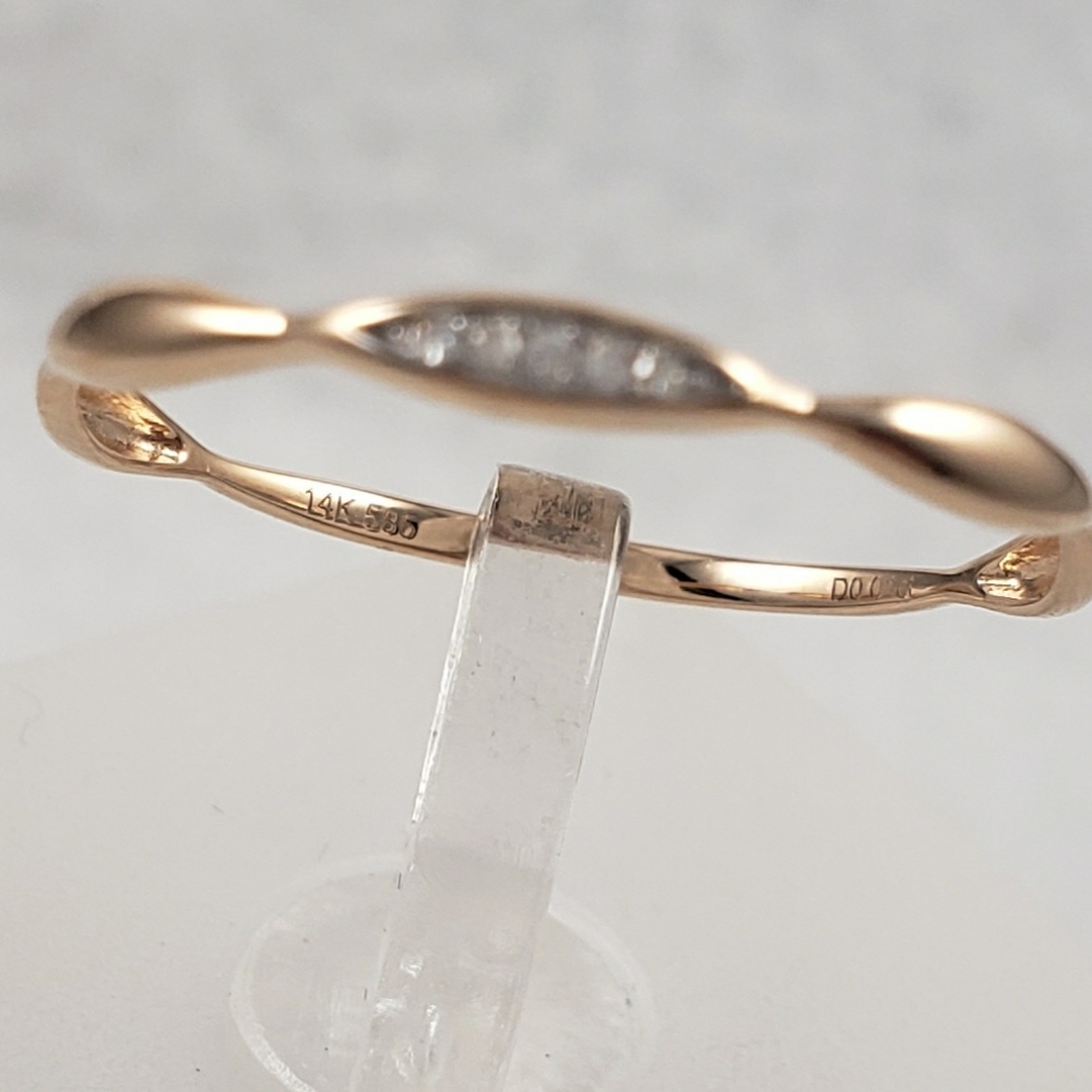Delicate 14k Rose Gold & Diamonds Band - Picture 6 of 8